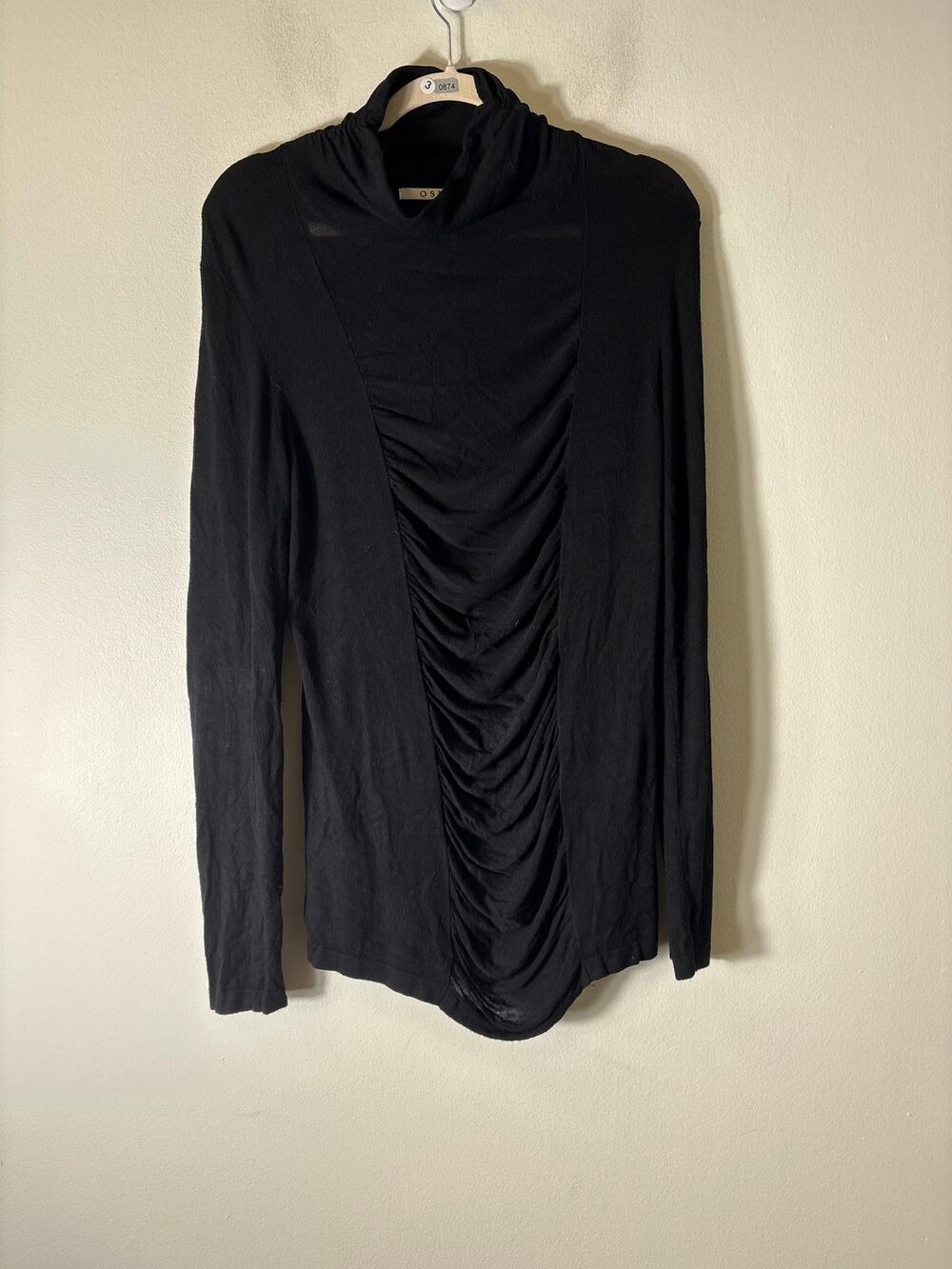 OST Black Front Gathered Turtleneck Sweater  Sz L